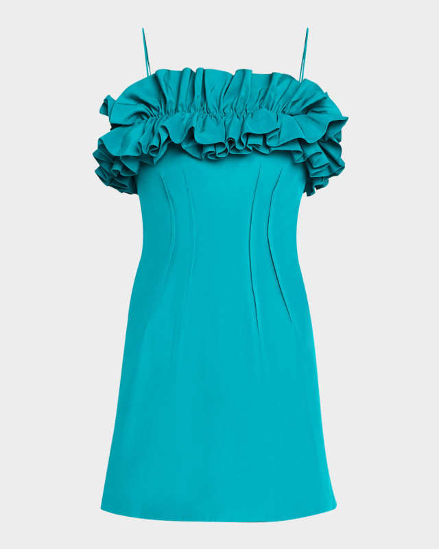 Strapless Ruffle Pintuck Mini Dress